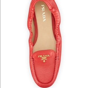 Authentic Prada leather scrunch driving loafer